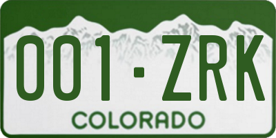 CO license plate 001ZRK