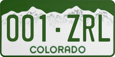 CO license plate 001ZRL