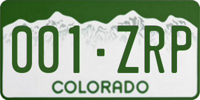 CO license plate 001ZRP