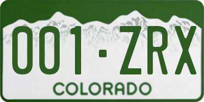 CO license plate 001ZRX