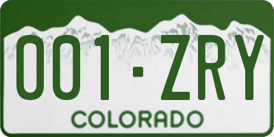 CO license plate 001ZRY