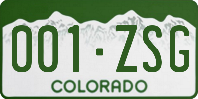 CO license plate 001ZSG