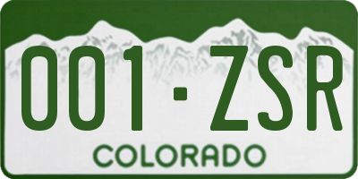CO license plate 001ZSR