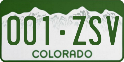 CO license plate 001ZSV