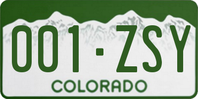 CO license plate 001ZSY