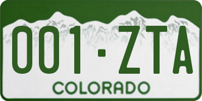 CO license plate 001ZTA