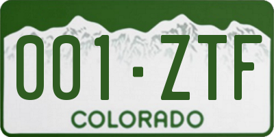 CO license plate 001ZTF