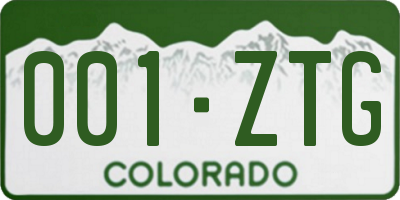 CO license plate 001ZTG