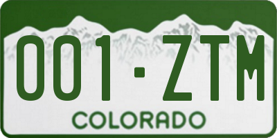 CO license plate 001ZTM