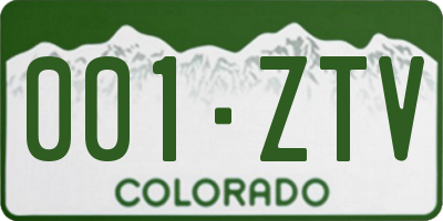 CO license plate 001ZTV