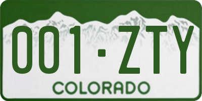 CO license plate 001ZTY
