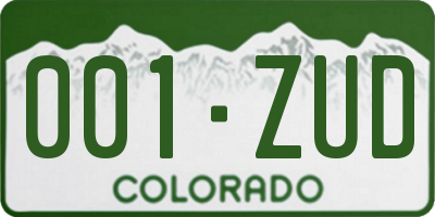 CO license plate 001ZUD