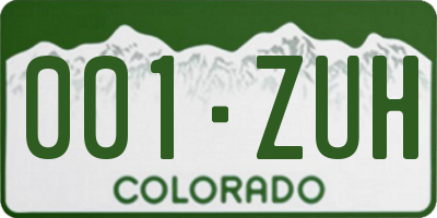 CO license plate 001ZUH