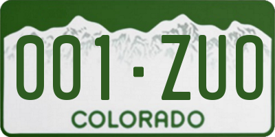 CO license plate 001ZUO