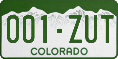 CO license plate 001ZUT