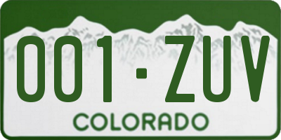 CO license plate 001ZUV