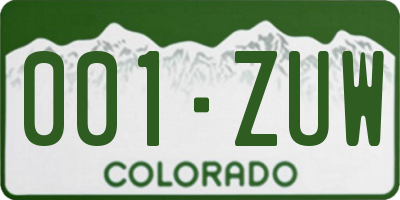 CO license plate 001ZUW