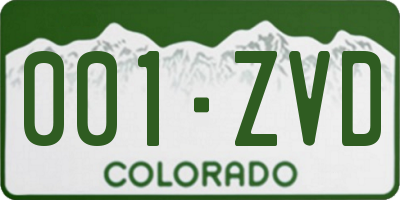 CO license plate 001ZVD