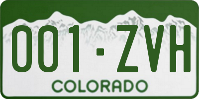 CO license plate 001ZVH