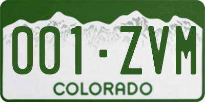 CO license plate 001ZVM