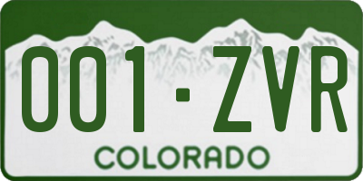 CO license plate 001ZVR