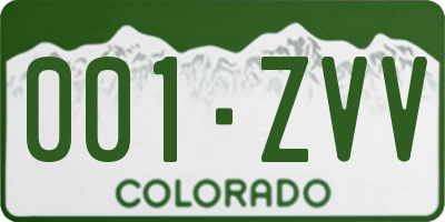 CO license plate 001ZVV