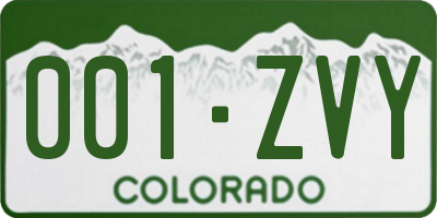 CO license plate 001ZVY