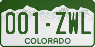 CO license plate 001ZWL