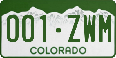 CO license plate 001ZWM