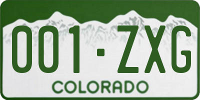 CO license plate 001ZXG