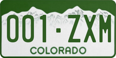 CO license plate 001ZXM