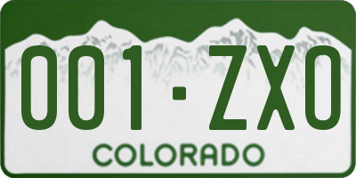 CO license plate 001ZXO