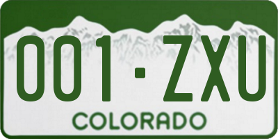 CO license plate 001ZXU