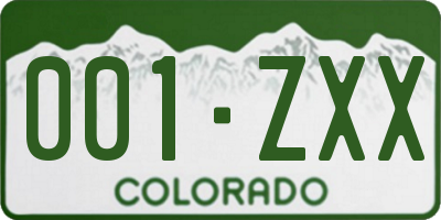 CO license plate 001ZXX