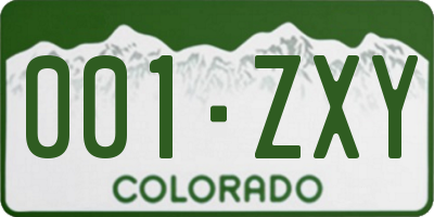 CO license plate 001ZXY