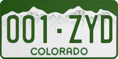 CO license plate 001ZYD