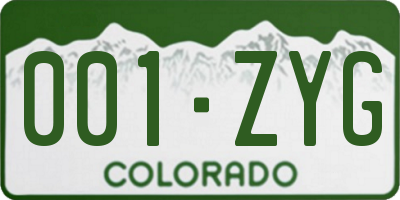 CO license plate 001ZYG