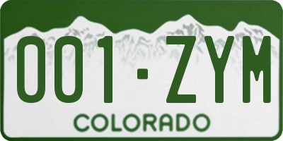 CO license plate 001ZYM
