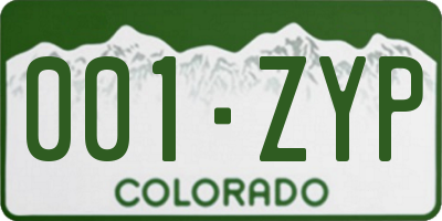 CO license plate 001ZYP