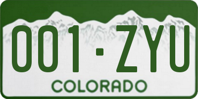 CO license plate 001ZYU