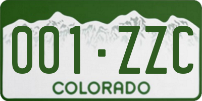 CO license plate 001ZZC