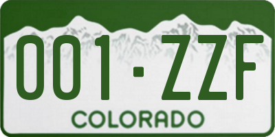 CO license plate 001ZZF