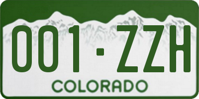 CO license plate 001ZZH