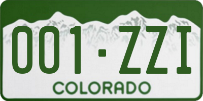 CO license plate 001ZZI