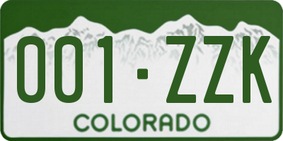 CO license plate 001ZZK