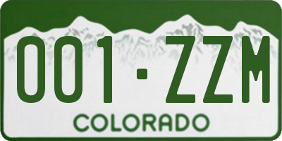 CO license plate 001ZZM