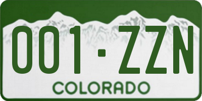 CO license plate 001ZZN