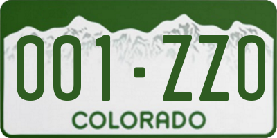 CO license plate 001ZZO