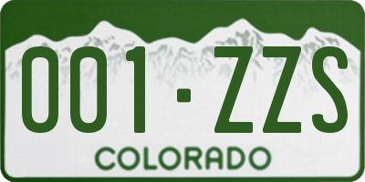 CO license plate 001ZZS