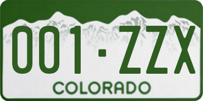 CO license plate 001ZZX